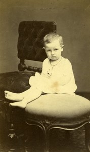 Baby Seated Fashion Paris Early Studio Photo Old CDV Carjat 1860