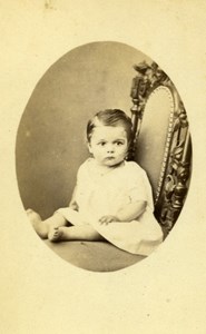 Baby Seated Fashion Paris Early Studio Photo Old CDV Antonin 1860