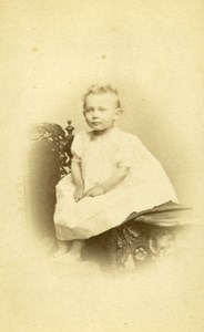 Baby Seated Fashion Paris Early Studio Photo Old CDV See Jally 1860