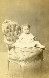 Baby Seated Fashion Paris Early Studio Photo Old CDV Mulnier 1860