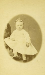 Baby Seated Fashion Paris Early Studio Photo Old CDV Maujean Dubois 1860