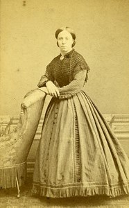 Woman Standing Paris Early Studio Photo Jamin Old CDV 1860