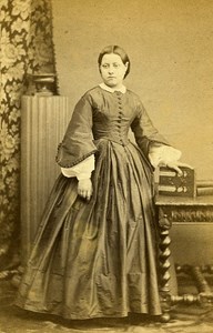 Woman Standing Paris Early Studio Photo Jamin Old CDV 1860