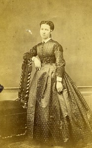 Woman Standing Paris Early Studio Photo Dupuy Old CDV 1860