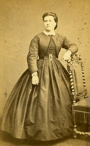 Woman Standing Paris Early Studio Photo Pestel Old CDV 1860