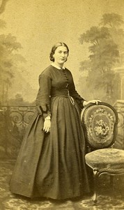 Woman Standing Paris Early Studio Photo Mouret Old CDV 1860