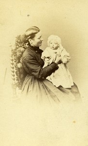 Mother & Child Paris Early Studio Photo Mouret Old CDV 1860