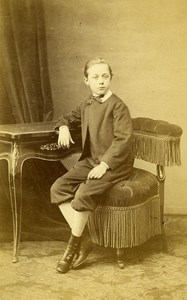 Young Boy Paris Early Photographic Studio Maujean Old CDV Photo 1870