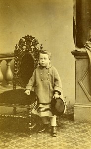 Young Boy Paris Early Photographic Studio Maujean Old CDV Photo 1870