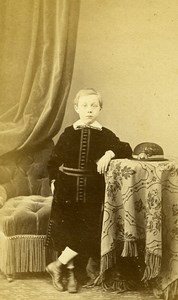 Young Boy Paris Early Photographic Studio Maujean Old CDV Photo 1870
