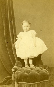 Young Girl Paris Early Photographic Studio Maujean Old CDV Photo 1870