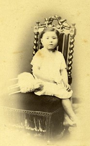 Gillet Young Girl Corbeil Early Photographic Studio Bonnefon Old CDV Photo 1870