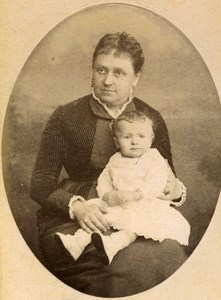 Mother & Child Fashion 59 Roubaix France Old CDV Photo Coudroy 1890