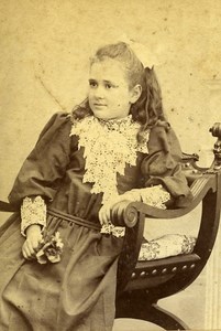 Young Girl Portrait Fashion Paris Old Photo CDV Professeur Stebbing 1890