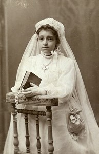 Young Girl Portrait Fashion Religion 41000 Blois Old Photo CDV Graille 1890