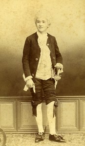 Boy Carnival Costume Portrait 27000 Evreux Old Photo CDV Berthaud 1890