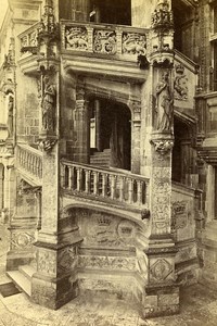 Castle Francois I Facade Staircase 41000 Blois France Old CDV Photo 1870