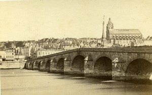 Loire River Bridge & Cathedral 41000 Blois France Old CDV Photo 1870