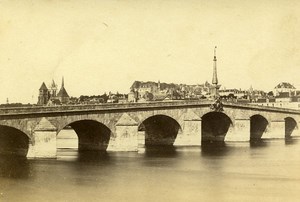 Loire River Bridge & Castle 41000 Blois France Old CDV Photo 1870