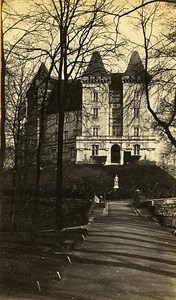 Castle & Gaston Phoebus Statue 64000 Pau France Old CDV Photo 1870