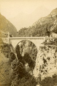 Pyrenees Pont Napoleon Bridge Saint Sauveur Gavarnie Old CDV Photo Andrieu 1870
