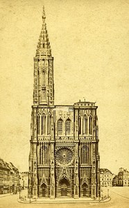 France Strasbourg Cathedral Old Anonymous Photo CDV 1870