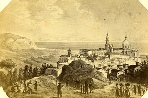 Italy Our Lady of Loretto Panorama Drawing Old Photo CDV Pellegrini 1870