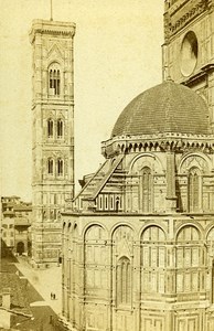 Italy Firenze Duomo& Campanil Old Photo CDV Brogi 1870