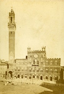 Italy Siena Tuscany Palazzo Pubblico Town Hall Old Photo CDV 1870