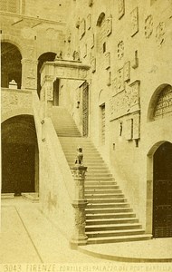 Italy Firenze Cortile dell Palazzo Old Photo CDV Brogi 1870