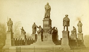 Germany Wiesbaden Luther Monument Old Photo CDV Holzamer 1870