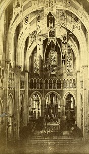 Lourdes Basilica Interior Pennants France Old Photo 1870