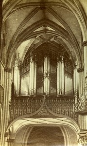 Freiburg St Nicholas Cathedral Organ Switzerland Old Photo 1870