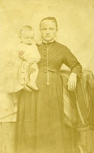 Mother & Child France Old CDV Photo 1870