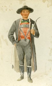 Traditional Regional Clothing Alsacian Fashion France old CDV Photo 1870