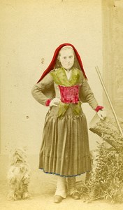 Traditional Regional Clothing Fashion Pau France old CDV Photo Pacault 1870