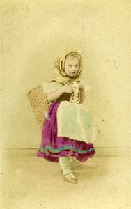 Young Girl & her Toys Berlin Germany Old CDV Photo Linde 1870