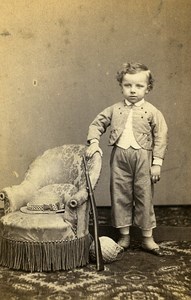 Young Boy Ball Gun Toy France Lyon Old CDV Photo Victoire 1870