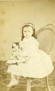 Young Girl Doll Toy France Dieppe Old CDV Photo Parkinson 1870