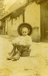 Young Boy Street Game France Old CDV Photo 1890