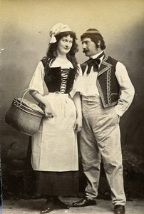 Humoristic Portrait Couple Meudon France Old Photo Delaporte 1875