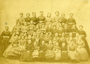 School Group Portrait France Old CDV Photo 1860