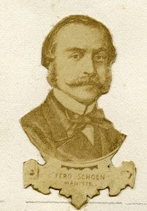 Pianist Ferdinand Schoen Portrait Cut Curiosity France Old Photo Medallion 1870