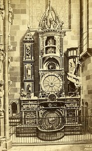 67000 Strasbourg Monumental Clock France Old Photo CDV 1875
