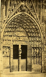 67000 Strasbourg Cathedral Detail France Old Photo CDV 1875