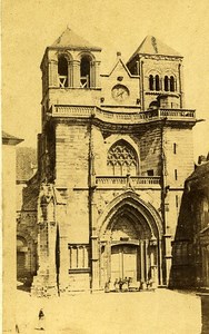 51100 Reims Women by the Church France Old Photo CDV 1875