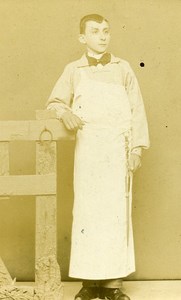 Apprentice Butcher Sezanne Marne France Old Photo CDV Ivory 1890