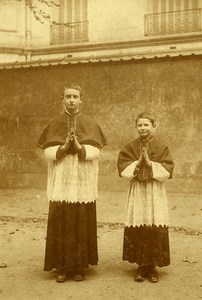 The Two Communiants Religion Lille France Old Snapshot 1930