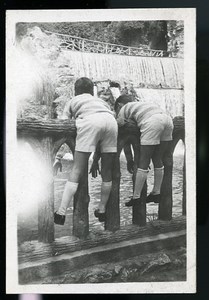 The Two Children Suspended Paris Zoo France Old Amateur Snapshot Photo 1930