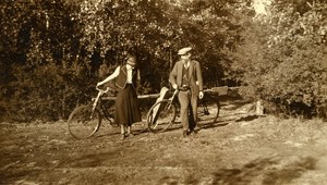 Cyclists Sunday Walk Nieppe France Old Amateur Snapshot Photo 1933